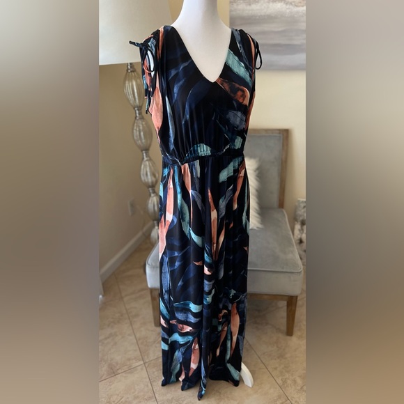 IMAN Navy and Multicolor Maxi Dress - Picture 1 of 5